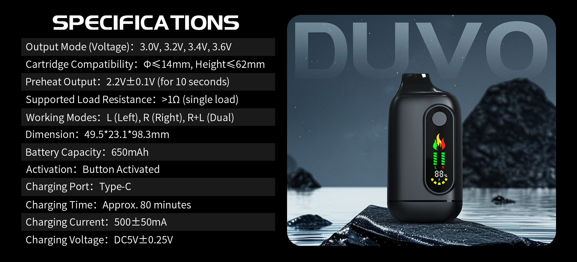  Dual Cartridge Concealed 510 Battery 